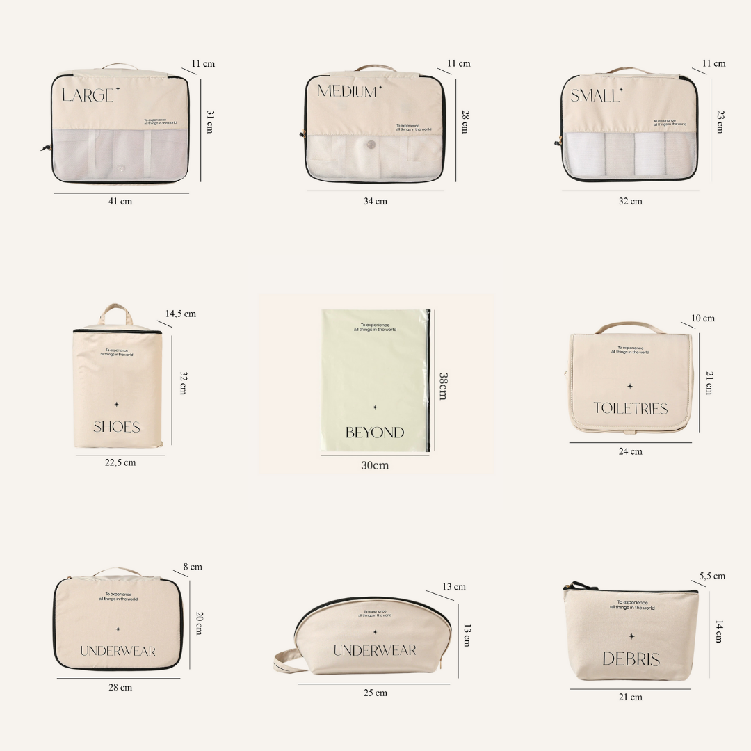 Complete set - Packing cubes set beige 9-delig