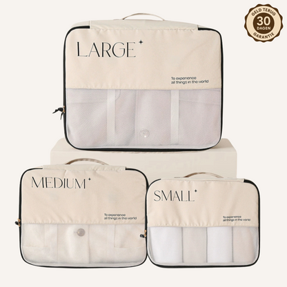 Kleding set - Packing cubes set beige 3-delig