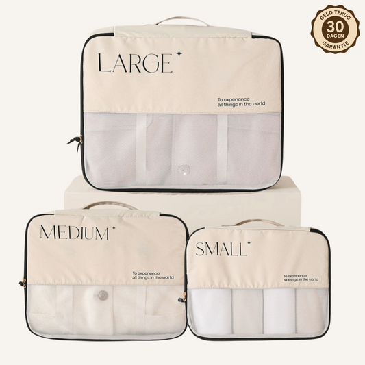 Kleding set - Packing cubes set beige 3-delig