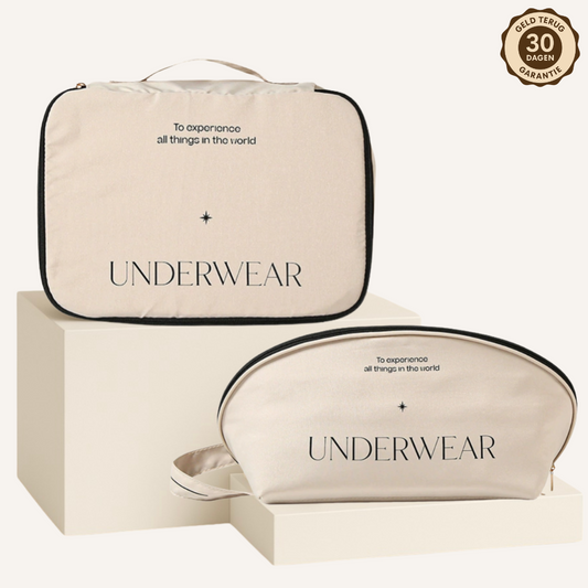 Ondergoed set - Packing cubes set beige 2-delig